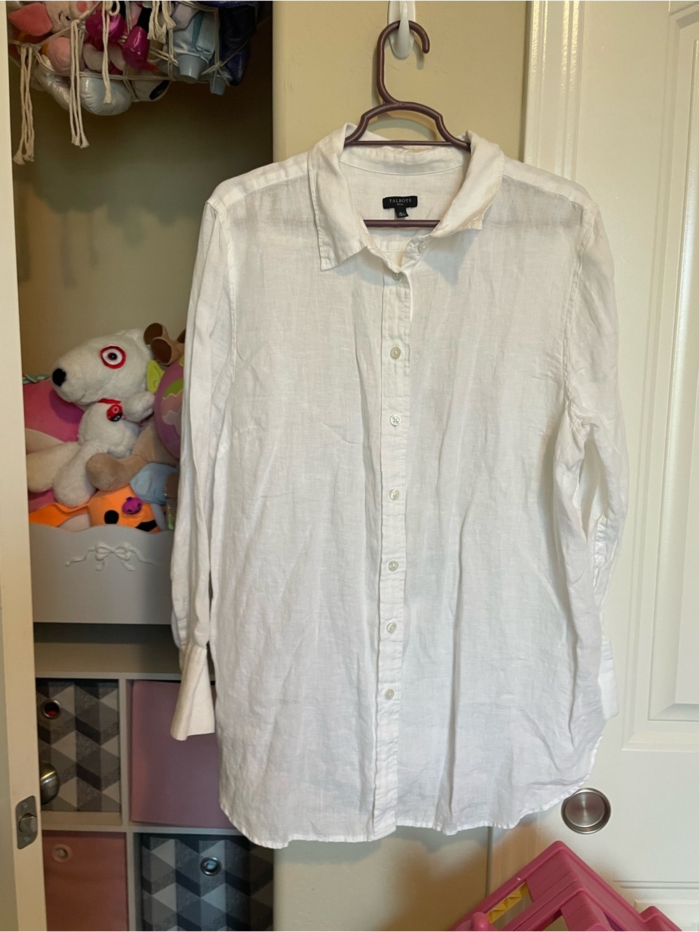 Talbots White Linen Button-Up Blouse